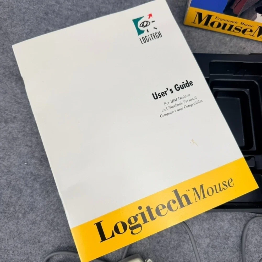 Vintage Logitech Model 1163 MouseMan Cordless Computer Mouse Complete